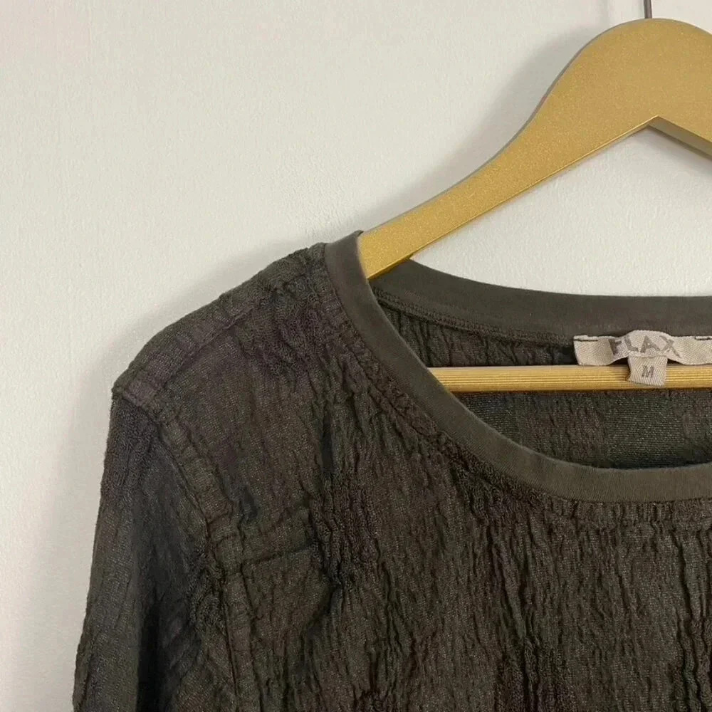 Flax Brown Crinkle Linen Top - Picture 9 of 11